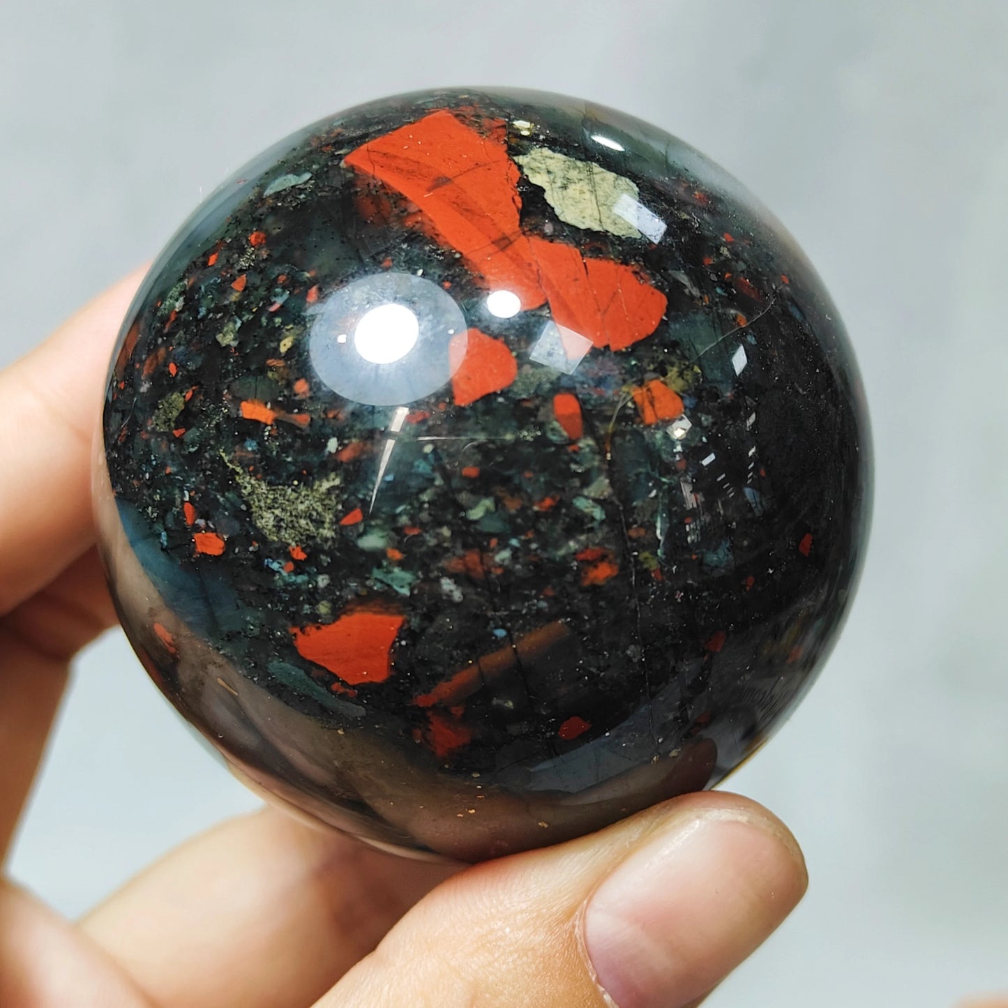 African Bloodstone Sphere Unique Quartz Crystal Ball for Reiki Healing, Divination & Home Decor | Perfect Christmas Gift