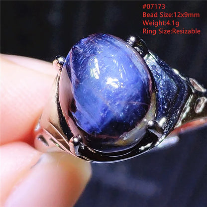 Natural Blue Pietersite Oval Adjustable Ring Women Jewelry Chatoyant Beads Namibia Jewelry Yellow Petersite Stone AAAAA