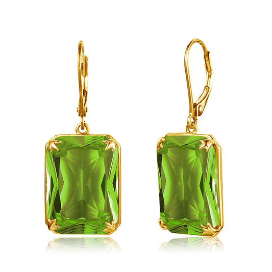 Brincos femininos de prata 925, brincos longos pendurados com pedra preciosa verde peridoto de ouro 14k, joias finas para o dia das mães