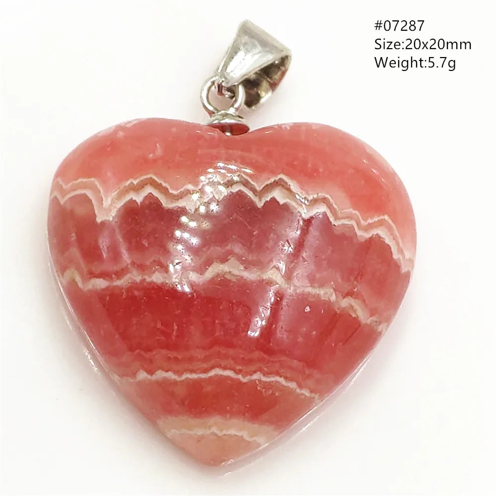 Natural Red Argentina Rhodochrosite Pendant Necklace Rose Rhodochrosite Heart Pendant Women Men Necklace AAAAA