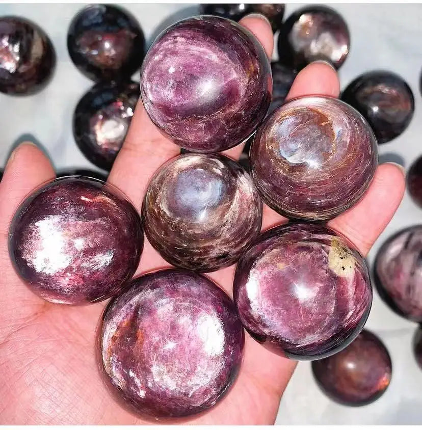 Esfera de Lepidolita Natural, Bola de Pedra Preciosa de Mica Roxa, Cristal de Cura, Joias de Quartzo, Decoração para Casa, Alta Qualidade