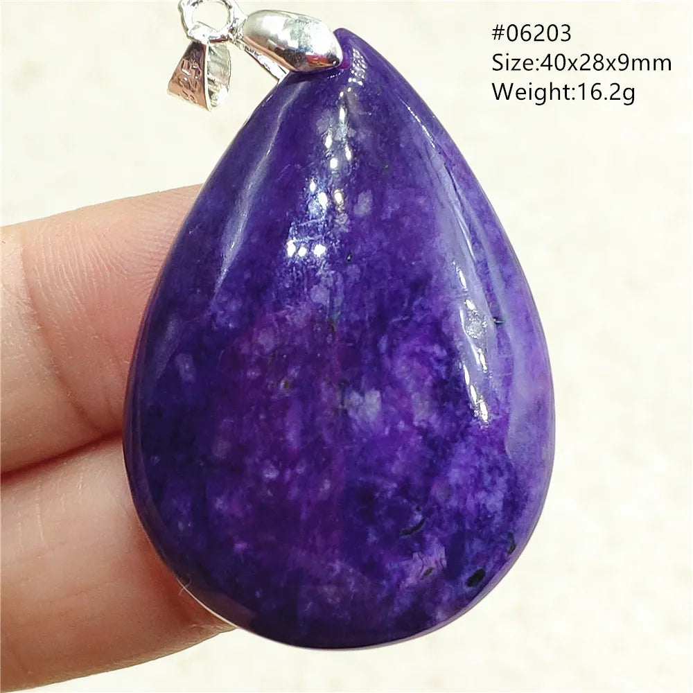 Natural Purple Charoite Water Drop Gemstone Pendant Women Men Charoite Bead Best Necklace Jewelry 925 Sterling Silver AAAAAA