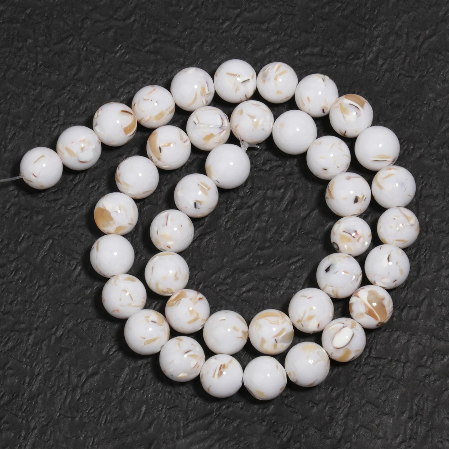 Wholesale AA White Natural Shell Howlite Turquoise Bead Trochus Round Smooth Loose Beads For Jewelry Making Diy Bracelets 15''