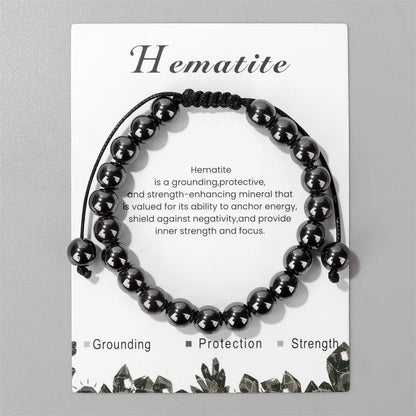 Fashion Energy Stone Hematite Beads Bracelet Men Natural Healing Quartz Bracelets No-Magnetic Health Protection Women Jewelry