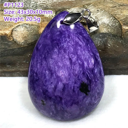 Colgante de collar de charoita morada natural de primera calidad, joyería para mujeres, hombres, regalo de suerte, cuentas de plata de cristal de belleza, piedra rusa AAAAA