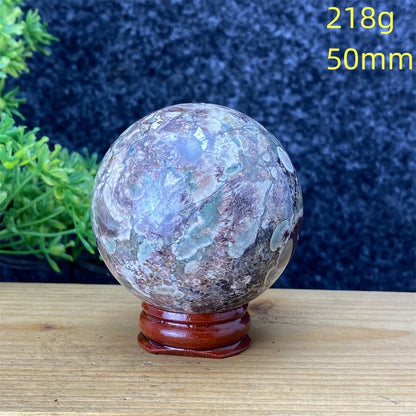 1pcNatural Green Cherry Blossom Stone Agate Gem Energy Sphere Healing Reiki Crystal Ball Garden Aquarium Home Decor Holiday Gift