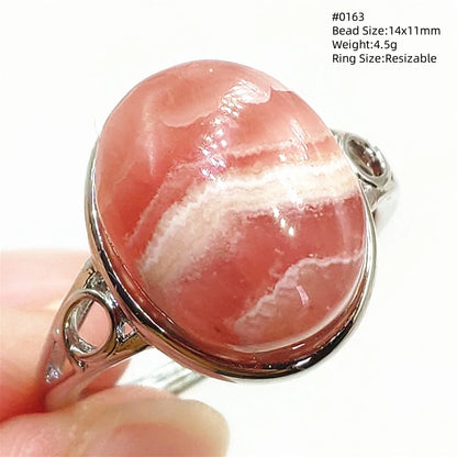 Natural Rose Rhodochrosite Ring Adjustable Ring Jewelry Woman Men Love Red Rhodochrosite Bead Healing Stone AAAAAA