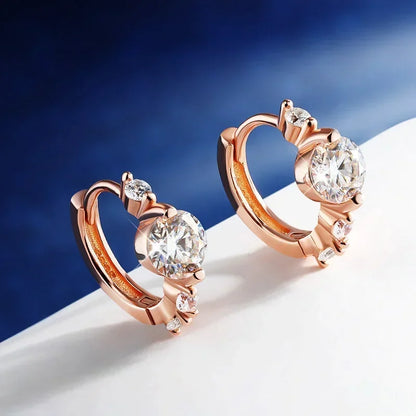 5MM D Color Full Moissanite Hoop Earrings S925 Sterling Silver 1.18cttw Rose Gold Ear Clasps Buckle For Women Fine Jewerly