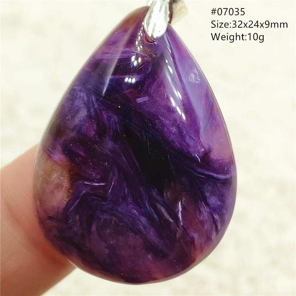 Natural Purple Charoite Pendant Necklace Jewelry Women 925 Sterling Silver Rare Gift Charoite Bead AAAAA