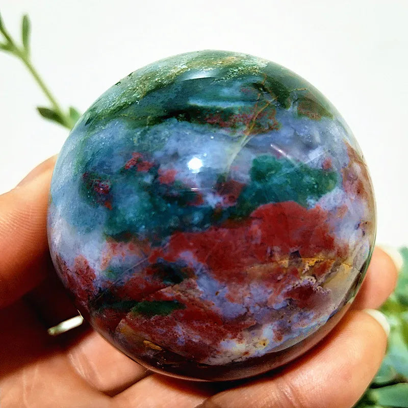 Natural Stone Pretty Ocean Jasper sphere Meditation Spirit Exorcism Feng Shui Crystal Ball Home Room Decoration Reiki Healing