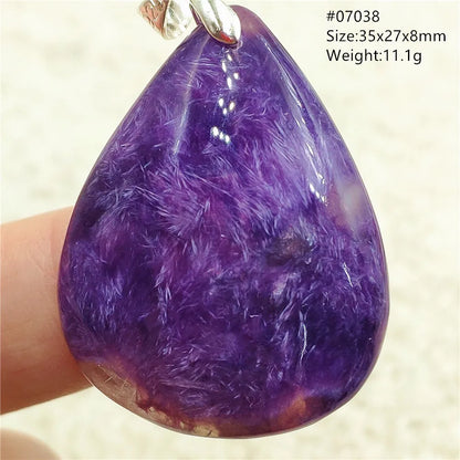 Natural Purple Charoite Pendant Necklace Jewelry Women 925 Sterling Silver Rare Gift Charoite Bead AAAAA