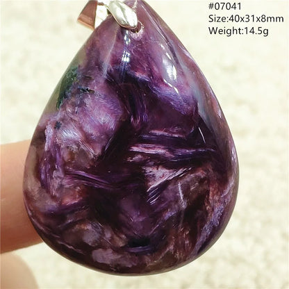 Natural Purple Charoite Pendant Necklace Jewelry Women 925 Sterling Silver Rare Gift Charoite Bead AAAAA