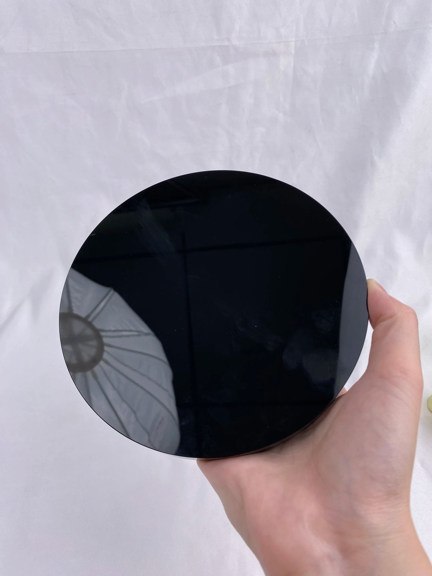 Natural Crystal Obsidian Divination Mirror Polished Round Plate Home Divination Witchcraft Fengshui Decor Gifts with Stand