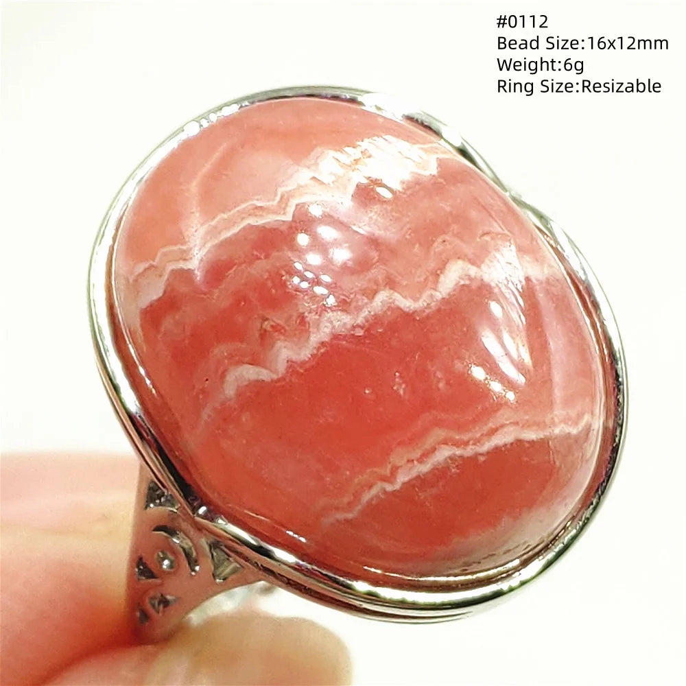 Natural Rose Rhodochrosite Ring Adjustable Ring Jewelry Woman Men Love Red Rhodochrosite Bead Healing Stone AAAAAA