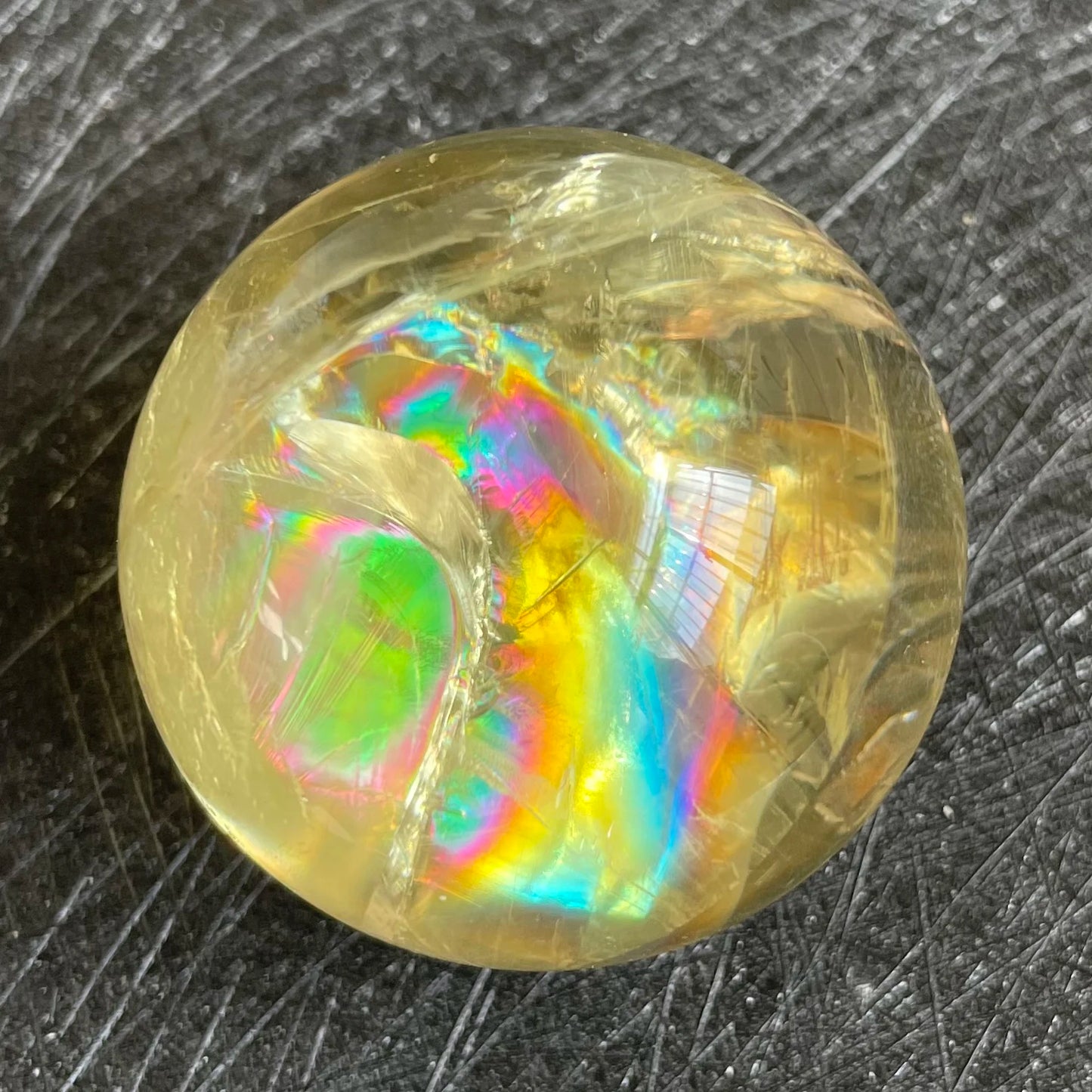 Natural Stone Citrine Crystal Ball Rainbow Quartz Sphere Polished Rock Reiki Healing