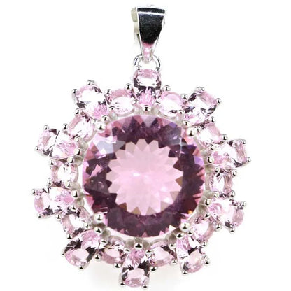 Buy 3 Get 1 Free 30x23mm 4.3g Pink Tourmaline Aquamarine Peridot Aquamarine Pink Kunzite 925 Solid Sterling Silver Pendant